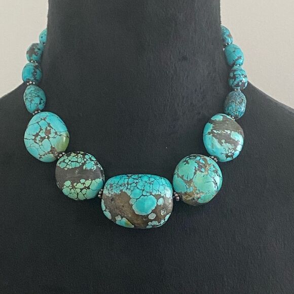 Chunky Turquoise Nugget Necklace - Picture 2 of 6